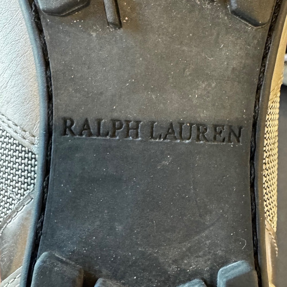 Ralph Lauren Morrison Men 12 D Silver Metallic Leather Mesh Fashion Sneakers - Picture 14 of 15